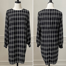 Banana Republic Black White Shift Dress Long Sleeve 4
