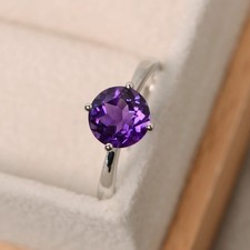 Amethyst Gemstone 925 Sterling Silver Minimal Women Ring Duty Free