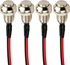 4X 8Mm Metal Momentary Push Button Switch Waterproof Prewired Micro Self-Reset
