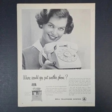 1959 Bell Telephone System Rotary Phone In Bedroom Vintage Print Ad AT&T Company