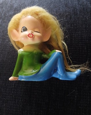 Vintage Kitsch Retro 50er Pixie Elfe mit Haar Keramik Figur Japan Kitsch sehr guter Zustand
