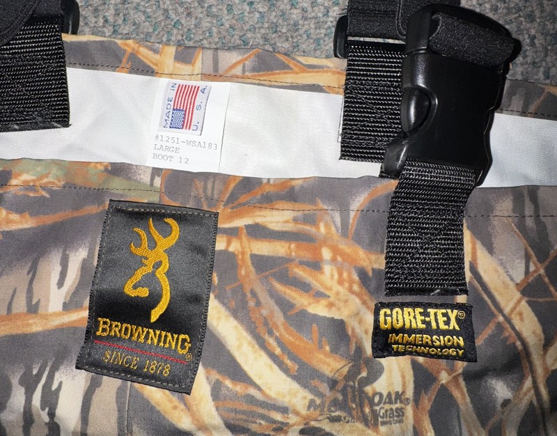 Browning Camo GORE-TEX Chest Waders Bootfoot Rubber Sole Large 12 boot