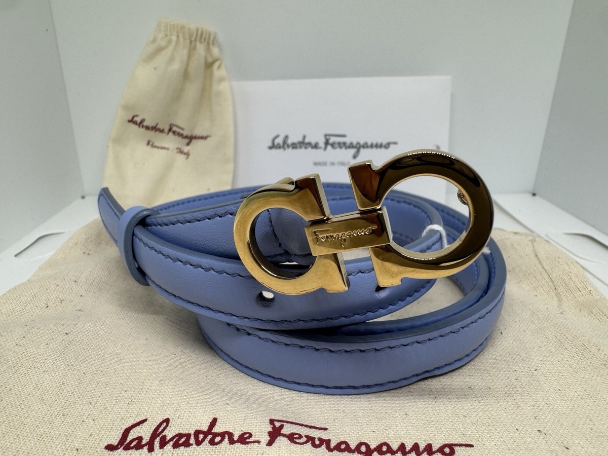 Blue Ferragamo Belt With Gold Buckle Salvatore Gamo Reversible