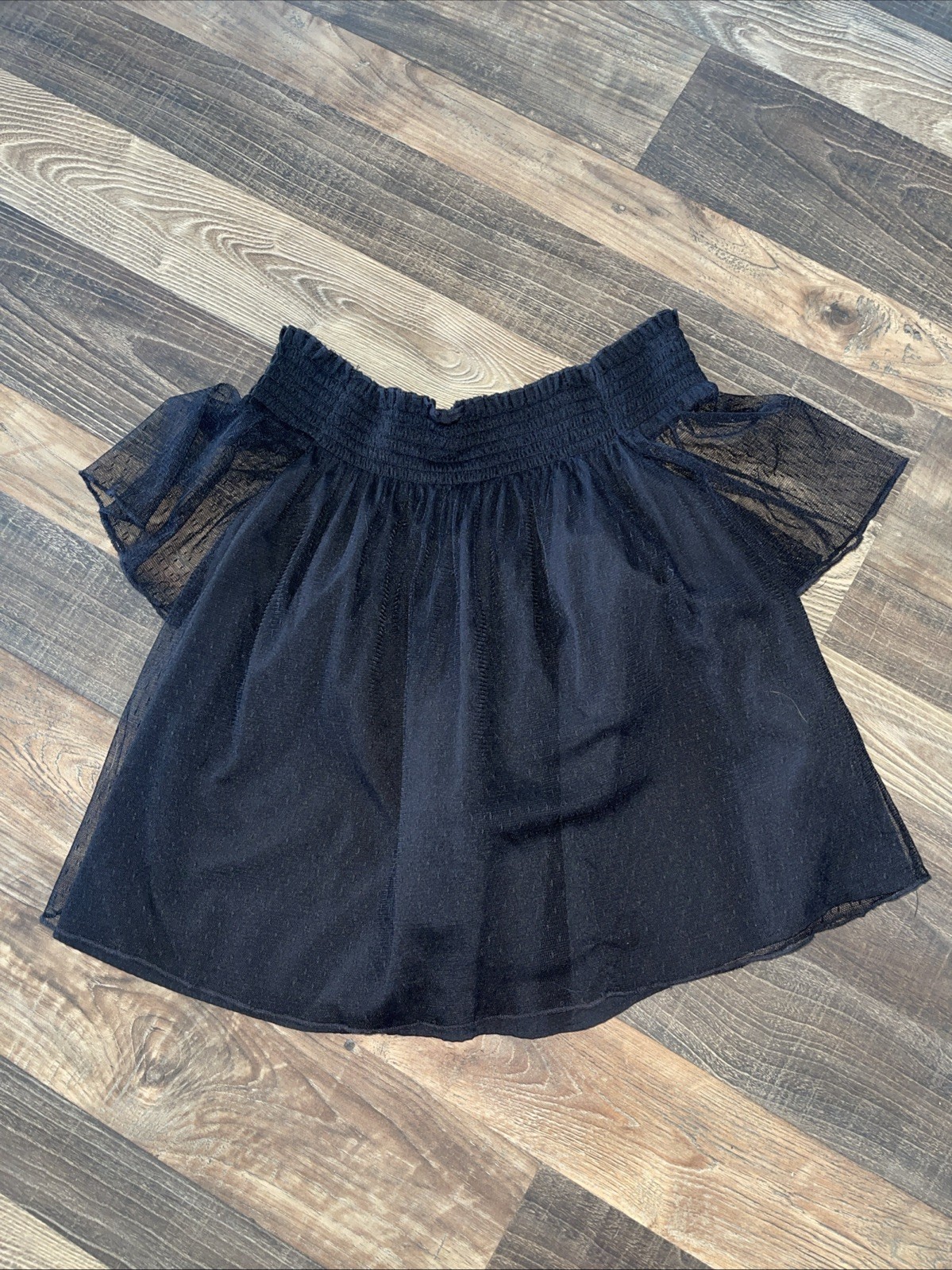 Zara Trafaluc  Off The Shoulder Sheer Top Black Size Small
