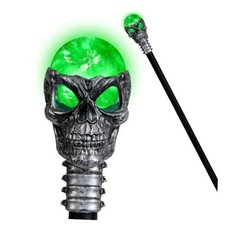 Vintage Cane Skull Ball Staff - Magic Walking Cane Prop Stick