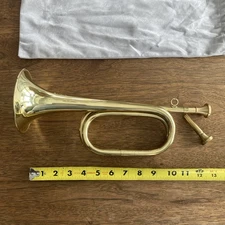 Vintage Brass Military Cavalry Trumpet Bugle Xin Bao FH-70  2 Mouthpieces & Bag