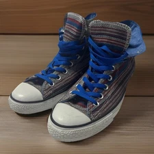 Converse Red & Blue Stripped Canvas High Top Men’s Size 9
