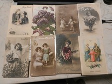 20176) AUGURALI PASQUA NATALE AUGURI LOTTO 8 CARTOLINE 1905/1930