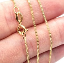 18 ct Gold Chain Necklace on 925 Sterling Silver Curb 1mm Italian Jewellery Gift