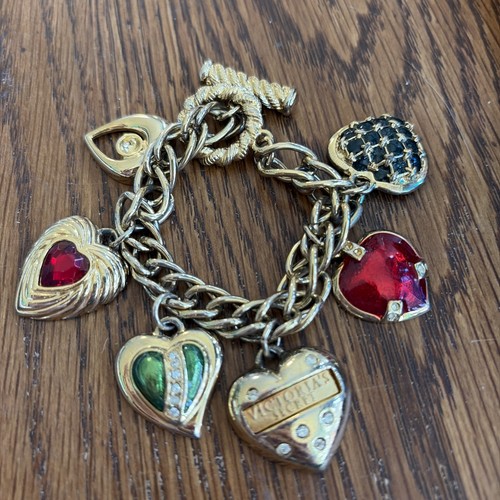 Y2K Victoria's Secret Chunky Charm Heart Bracelet Tease NOIR