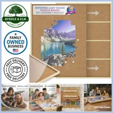 Wooden Puzzle Table 1000 Pieces Large Rotating Lazy Susan Storage Cover