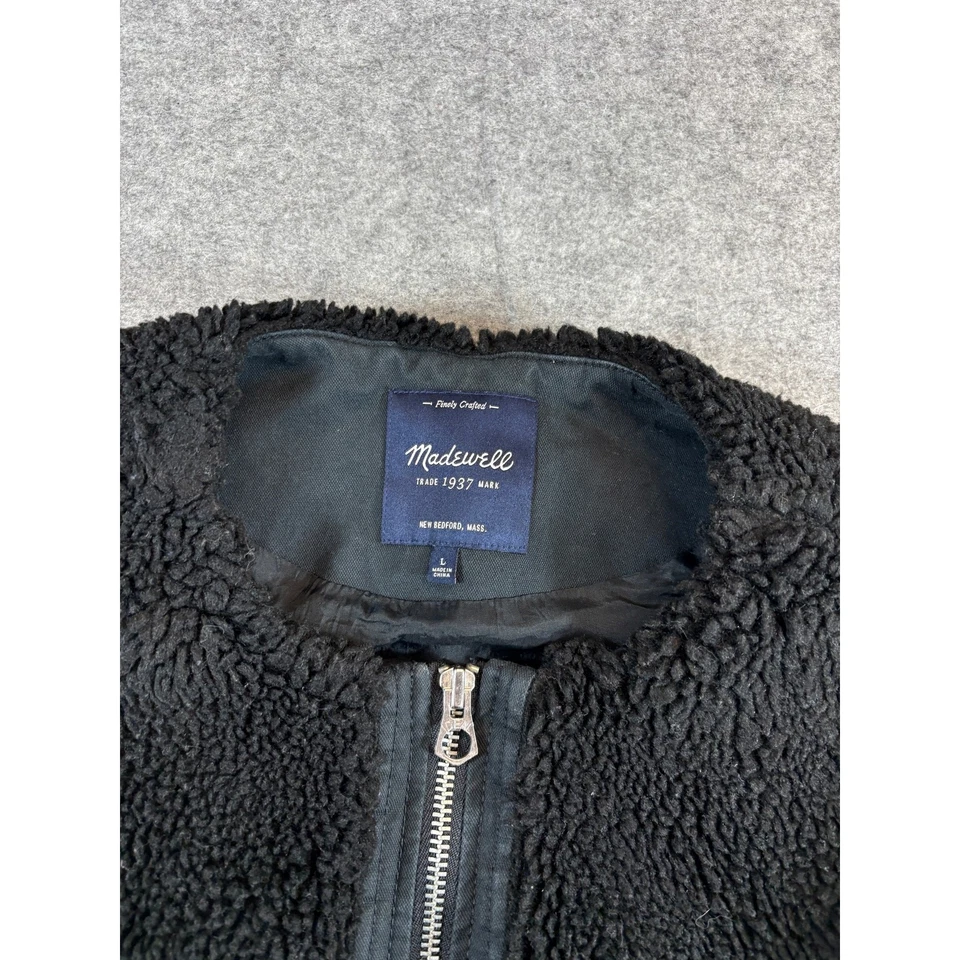 Chaleco Madewell Sherpa polar cremallera completa para mujer grande negro acogedor exterior en capas Foto 4 de 4
