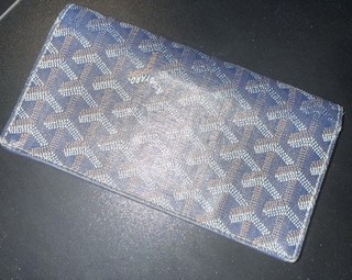 Goyard Damen Geldbörse Blau Logo Muster Leder/Canvas Reißverschluss Kartenfächer