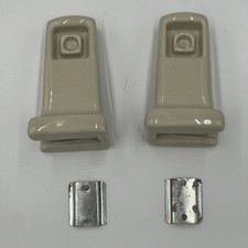 Vintage Pair BONE BEIGE Ceramic Bathroom Towel Bar Holders Rack Rod Wall Mount