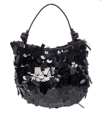 Staud Crescent Mini sequined  bag In Black