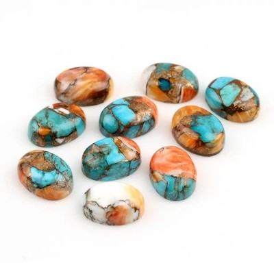 Natural Oyster Copper Turquoise Oval Cabochon 5x7mm To 20x25mm Loose Gemstone
