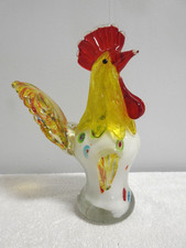 Vintage Colorful Hand-Blown Art Glass Rooster Figurine Murano Style