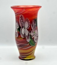 Steven Lundberg Glass Art  Lamp work Flower Vase  Signed 2000  Blown Glass