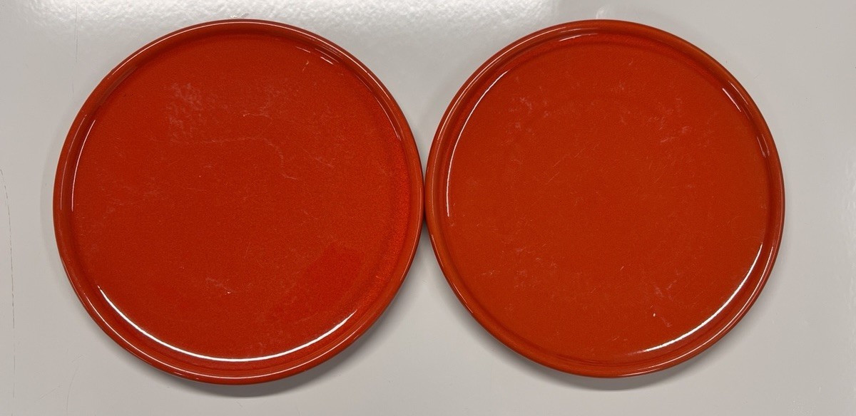 Vintage Waechtersbach Germany Red Orange Plates Set 2 MCM Ceramic 8”