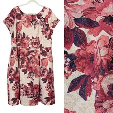 Adrianna Papell Dress 20W Red Gold Wedding Guest Mother of the Bride Matelasse