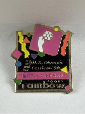 US Olympic Festival 1990 Team Handball Enamel Pin Rainbow Foods 1 