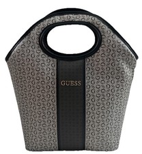 Guess Lunch Tote Insulated NWT Charcoal Gray Black 15x14x5 Guess Cut Out