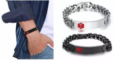 Medical Alert Bracelet ID Personalised Custom Engraved Personalized Safety ICE