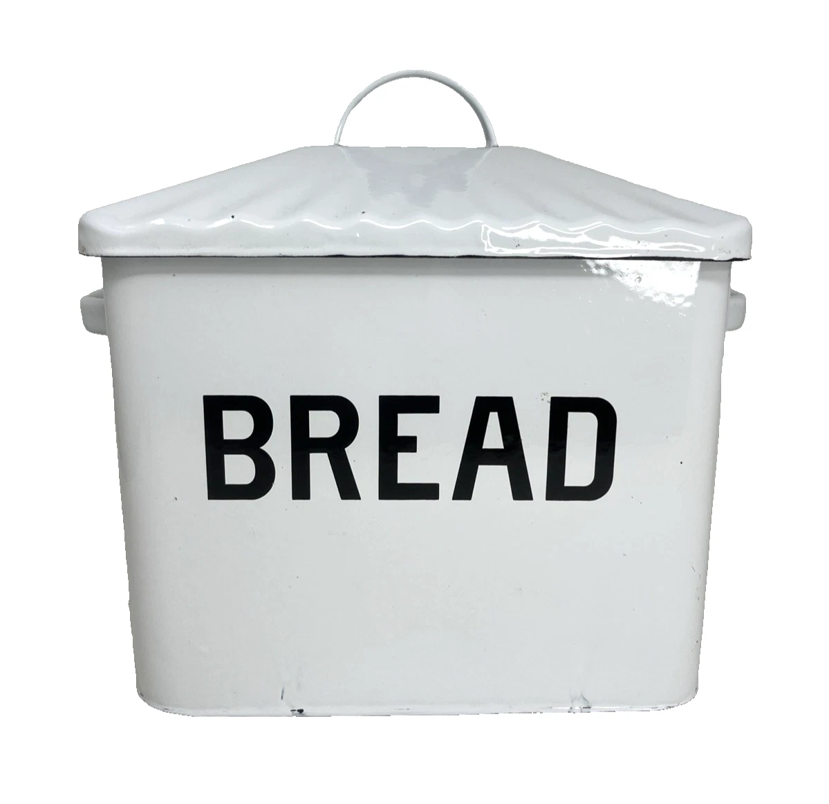 White Enamel Bread Box Vintage Farmhouse Style Large