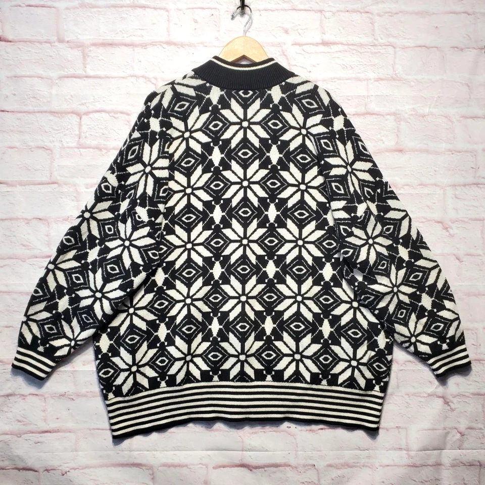 Suéter Lane Bryant Mujer Plus 26/28 Negro Blanco Copo de Nieve Fair Isle Vacaciones Foto 2 de 4