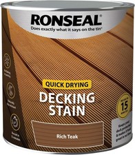 RONSEAL QUICK DRYING DECKING STAIN PAINT EXTERIOR ALL RICH COLOURS 2.5L 5L NEW