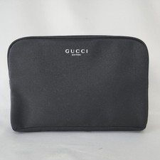 Gucci Parfums Black Cosmetic Makeup Travel Pouch Case Toiletry Bag Zipper Style