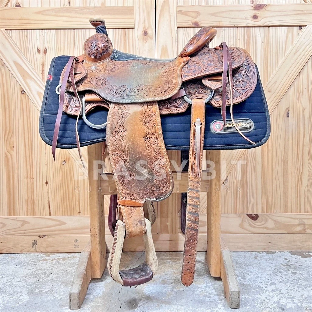 Silla De Montar Western Estilo Wade, Tamaño 16 Pulgadas, Color Marrón - Para Caballos De Trabajo, Sendero O Rancho