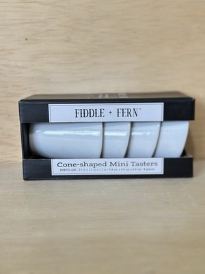 Set 4-Fiddle & Fern Cone-shaped Porcelain Mini Tasters Dishes  2.5  X 2.5 