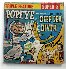 Vintage Popeye The Sailor Super 8 Film Triple Feature Deep Sea Diver Treasure