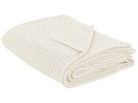 Tagesdecke Baumwolle Helles Beige 220X240 Cm Strukturiert Waffelmuster Chagyl
