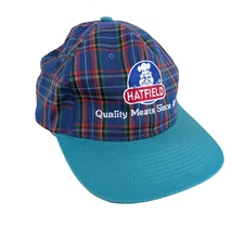 Vintage Hatfield Quality Meats Hat Snapback Plaid Pattern