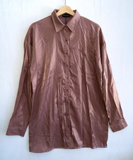 Pretty Little Thing High Shine Oversized Shirt Dress Rose Pink Size 8 NWOT