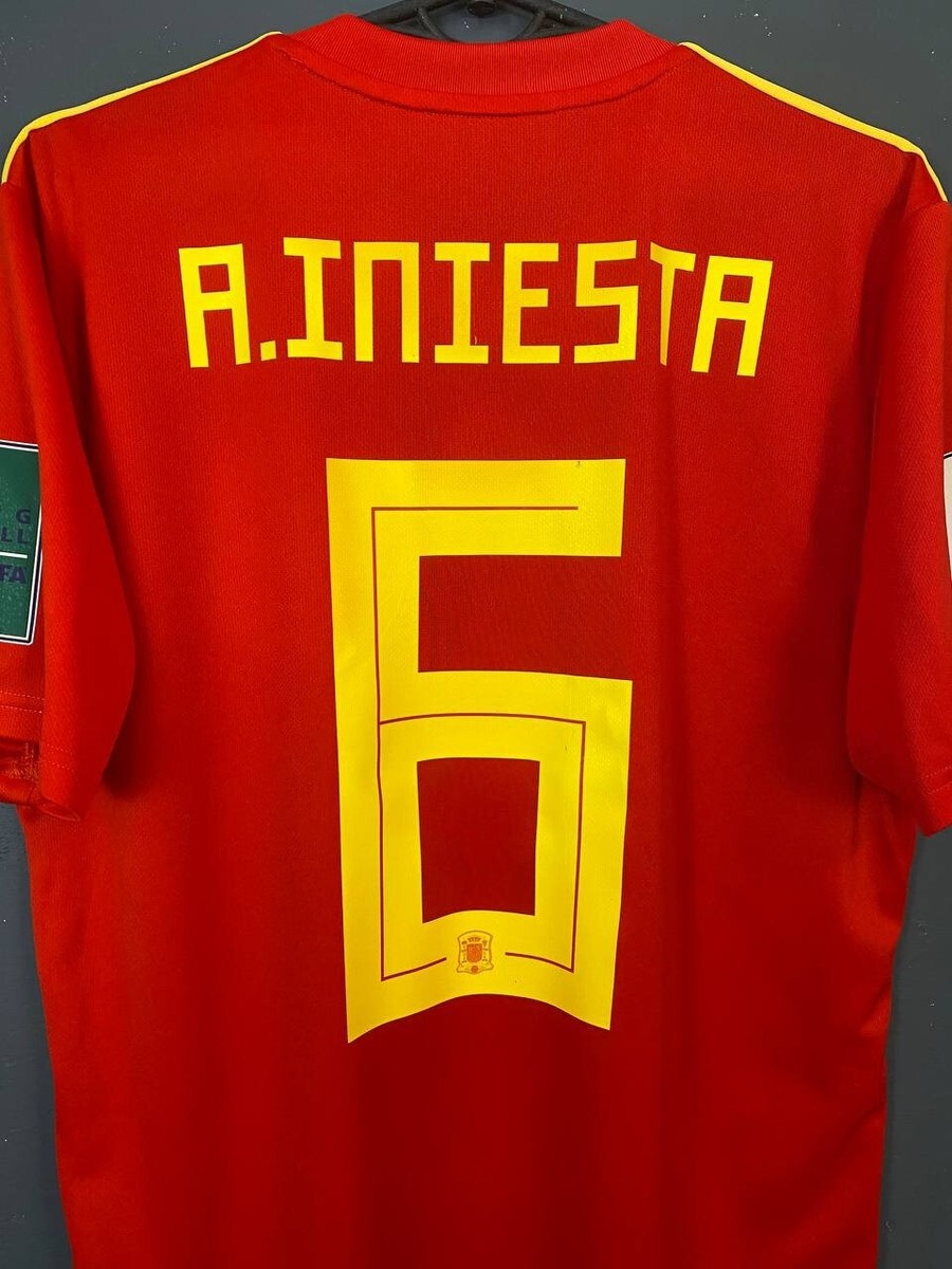 MEN'S INIESTA SPAIN 2018/2020 HOME SOCCER FOOTBALL SHIRT JERSEY
