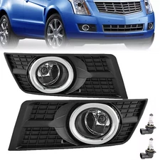 Pair Fog Lights w/Bezel Bumper Lamp Cover For Cadillac SRX 2010 - 2016 2015