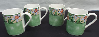 Set Of 4 Corelle Coordinates Stoneware Flowers 3 3/4'' Tea Cups Coffee Mugs
