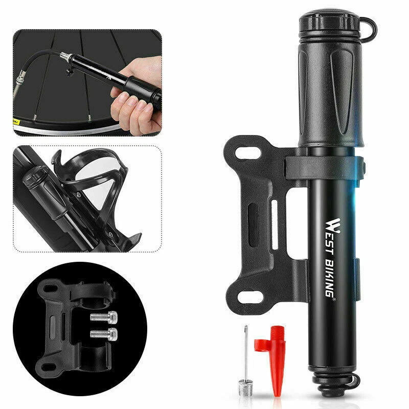 Pompa A Pavimento Alta Pressione Per Biciclette – Tubo In Acciaio, Manico Ergonomic, Leggera, Adatta Per Mountain Bike, E-Bike E Città