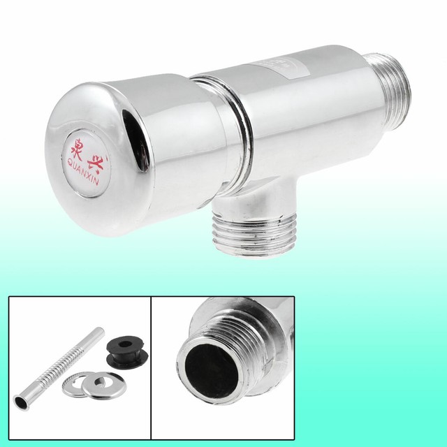 uxcell Silver Tone 1/2" Male Thread Stop Self Closing Delay Angle Valve