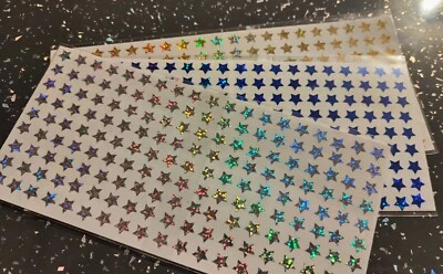 Gold Silver Blue 3 x Sheets Peel Off Sparkly Waterproof Stars Stickers 8 x 8 mm