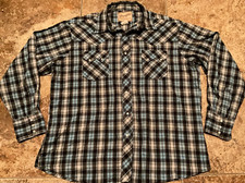 WRANGLER WESTERN PEARL SNAP LONG SLEEVE SHIRT MENS 2XL BLUE PLAID PREOWNED