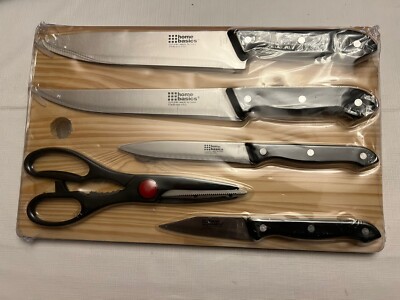 Home Basics 6 Piece Kitchen Knife Set with Cutting Board and Knives