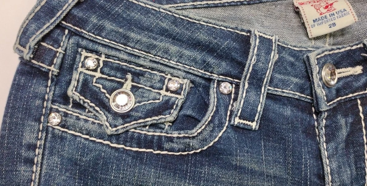 True Religion Crystal Trim Disco Billy Big T Jeans SZ 28 USA | eBay