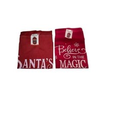 New 2 Pack Fabric Santa Sack Bag Christmas Decoration Gift Delivery Magic