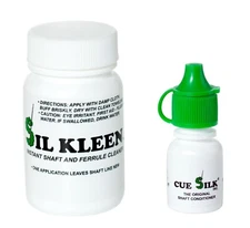 Cue Silk Shaft Conditioner 1/4 oz and Sil Kleen DRY Cue Shaft Cleaner 1 oz Combo