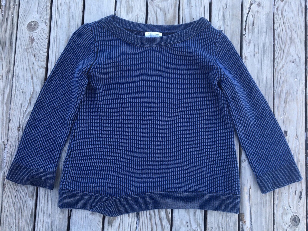 Habitat Clothes To Live In Blue Sweater Knit Lagenlook 3/4 Sleeve