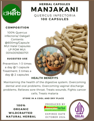 [idHerb] CAPSULES Quercus Infectoria Manjakani Natural Organic Herbal Herbs fres